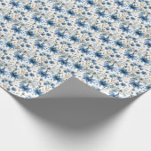 Blauer Drachenfliege und Blume Blumengiftwrap Geschenkpapier (Ecke)