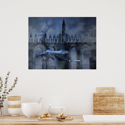 Blauer Drachenflug Poster (Küche)
