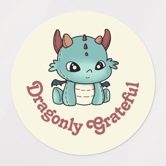 Blauer Drachenjunge dankbar Etiketten (Design 1)