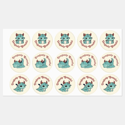 Blauer Drachenjunge dankbar Etiketten (Blatt)