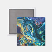 Blauer Drachenreiter Magnet (Vorderseite/Rückseite)