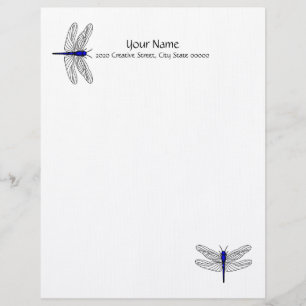 Blauer Dragonfly Letterhead Linen Stationär Briefbogen