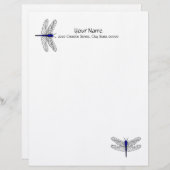 Blauer Dragonfly Letterhead Linen Stationär Briefbogen (Vorne/Hinten)