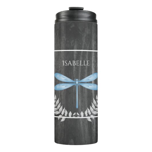 Blauer Dragonfly Personalisierter Tumbler Thermosbecher (Vorderseite)