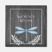 Blauer Dragonfly Rustikales Magnet (Vorne)