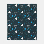 Blauer Dreieck-Rundquadrat Punkte Retro-Muster Fleecedecke (Vorderseite)