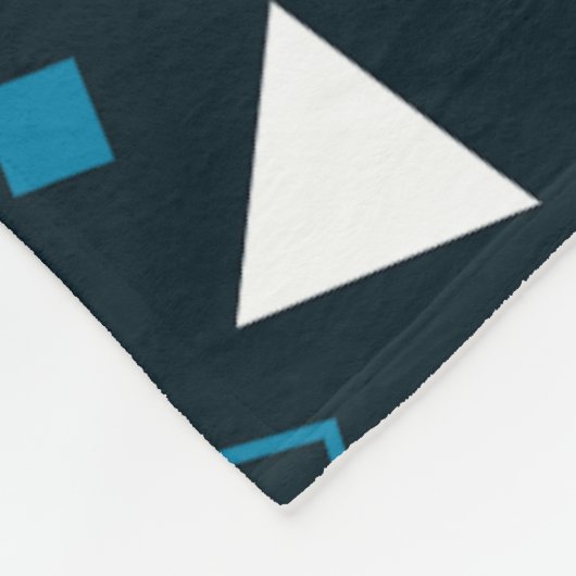 Blauer Dreieck-Rundquadrat Punkte Retro-Muster Fleecedecke (Ecke)