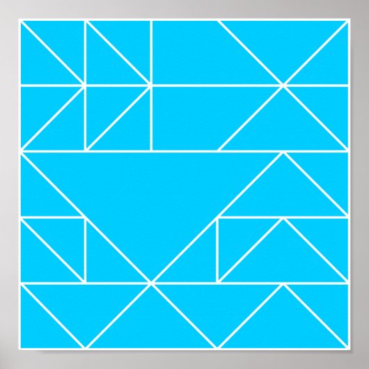 Blauer Dreiecke Muster Quadrat Print Poster (Vorne)