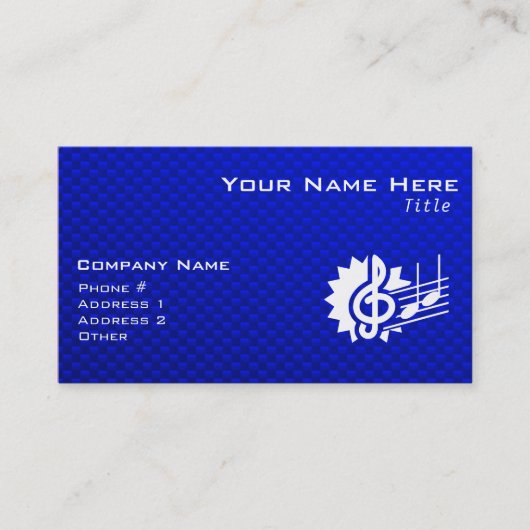 Blauer dreifacher Clef; Musiknoten Visitenkarte (Vorderseite)