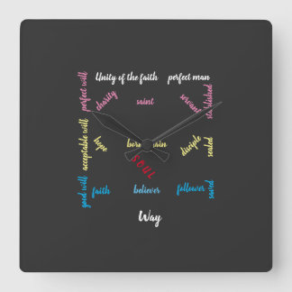 Blauer Druck bis zur Perfektion. Quadratische Wanduhr