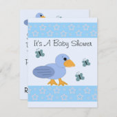 Blauer Duck und Butterfly-Baby-Dusche Einladung (Vorne/Hinten)