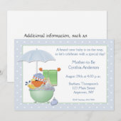 Blauer Duckbad mit Babydusche Einladung (Vorne/Hinten)