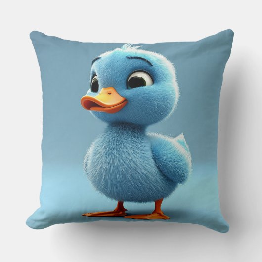 Blauer Duckling mit flauschigen Federn Kissen (Vorderseite)