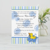 Blauer Ducky Baby Duwer Einladungen (Stehend Vorderseite)