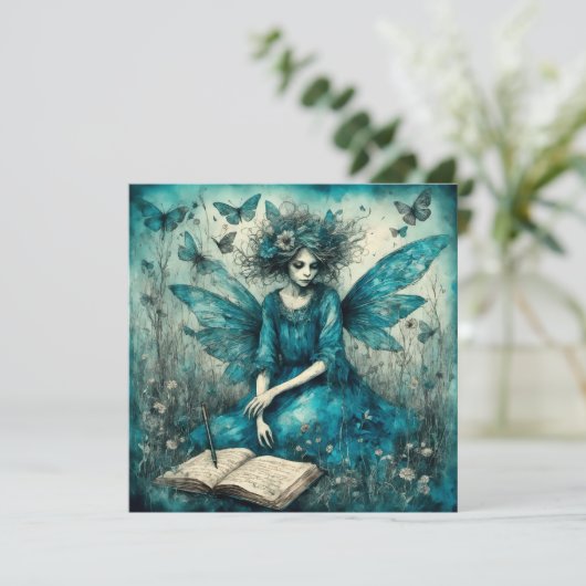 Blauer Duschkopf Einladung (Stehend Vorderseite)