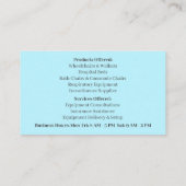 Blauer Duschstuhl medizinische Betreuung Visitenkarte (Rückseite)