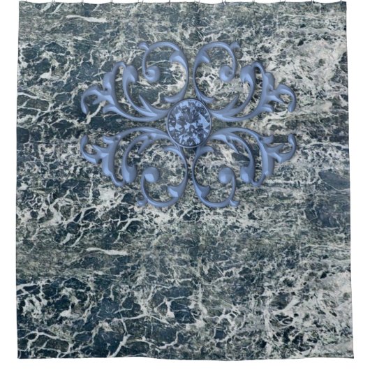 Blauer Duschvorhang (Vorderseite)