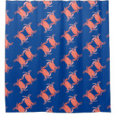 Blauer Duschvorhang mit Crab Pattern (Vorderseite)