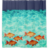 Blauer Duschvorhang mit Goldfisch (Vorderseite)