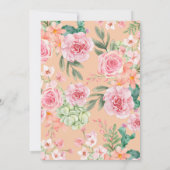 Blauer Dusty Blush Pink & Peach Floral Wedding Einladung (Rückseite)