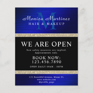 Blauer Edelstahl Metall Gold Glitter Flyer