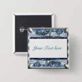 Blauer Edelstein-Design Button (Vorne & Hinten)