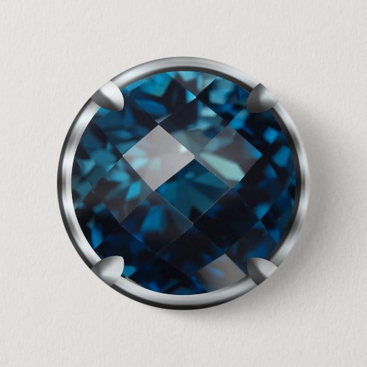 Blauer Edelstein-Entwurf Button (Vorderseite)