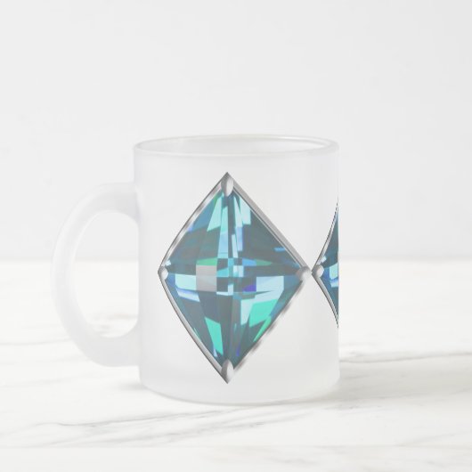 Blauer Edelstein Mattglastasse (Links)