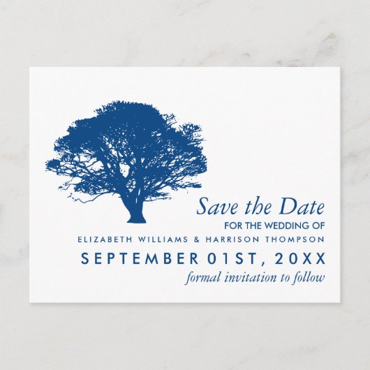 Blauer Eichenbaum, rustikal & minimalistisch Save Postkarte (Vorderseite)
