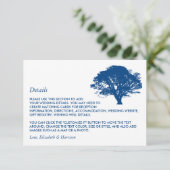 Blauer Eichenbaum, rustikale/minimalistische Hochz Begleitkarte (Stehend Vorderseite)