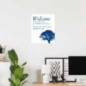 Blauer Eichenbaum, rustikaler und minimalistischer Poster (Heimbüro)