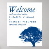 Blauer Eichenbaum, rustikaler und minimalistischer Poster (Vorne)