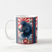 Blauer Eidechsen-Monster-Monogramm Fett Retro-Spaß Kaffeetasse (Links)