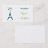 Blauer Eiffel-Turm im Imitat-Glitter Visitenkarte (Vorne/Hinten)