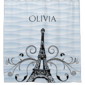 Blauer Eiffelturm Blüh Duschvorhang (Vorderseite)