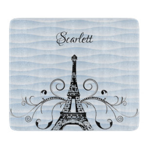 Blauer Eiffelturm Blühend Schneidplatte Schneidebrett