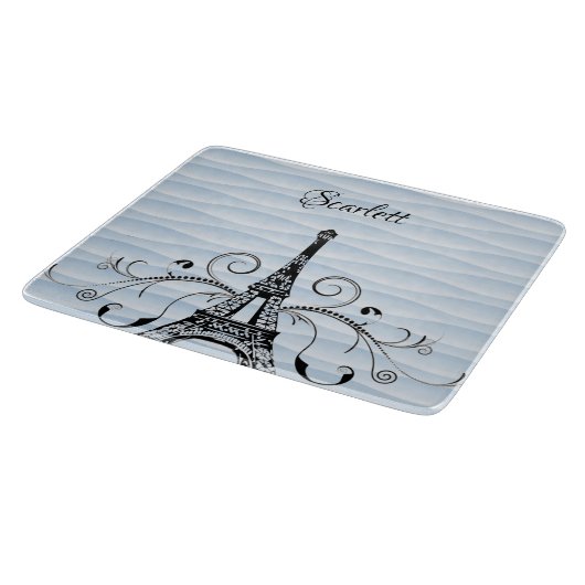 Blauer Eiffelturm Blühend Schneidplatte Schneidebrett (Ecke)