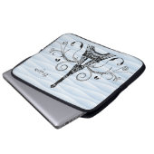 Blauer Eiffelturm Geblüht Laptop-Sieb Laptopschutzhülle (Vorne Knopf)