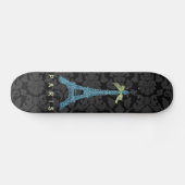 Blauer Eiffelturm in Imitate Glitzer Skateboard (Horizontal)