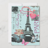 Blauer Eiffelturm Paris Bridal Tee Party Einladung (Vorderseite)