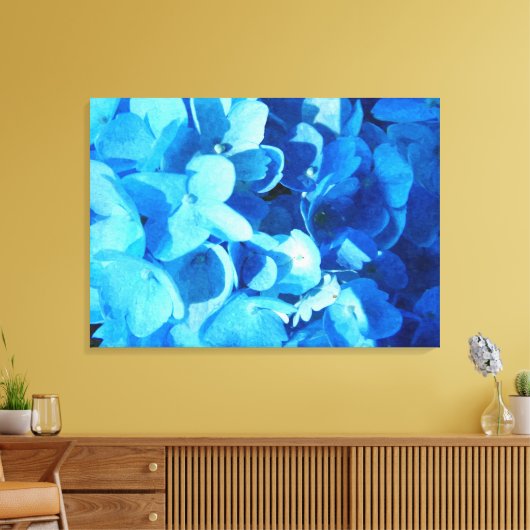 Blauer Eindruck - Hydrangea-Blume im Sommer Leinwanddruck (Insitu (Wohnzimmer))