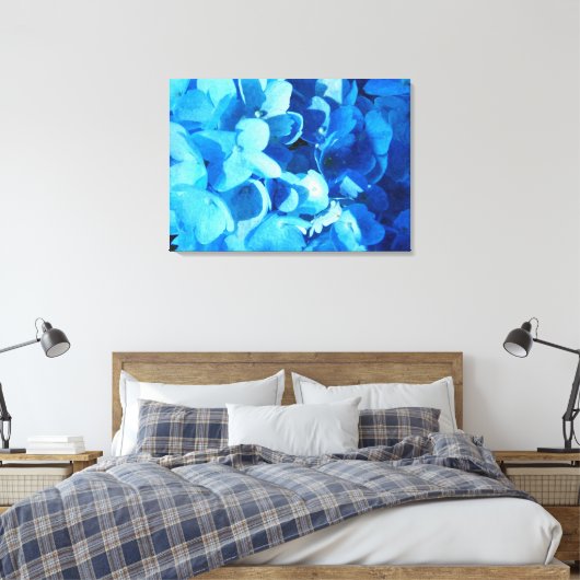Blauer Eindruck - Hydrangea-Blume im Sommer Leinwanddruck (Insitu (Schlafzimmer))