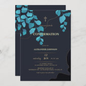 Blauer Eindruck religiöse Einladung (Vorne/Hinten)