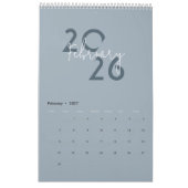 Blauer einfacher eleganter Kalender 2026 (Feb 2027)