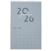 Blauer einfacher eleganter Kalender 2026 (Jan 2027)