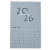 Blauer einfacher eleganter Kalender 2026 (Jan 2026)