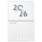 Blauer einfacher eleganter Kalender 2026 (Jan 2027)