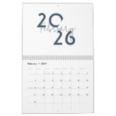 Blauer einfacher eleganter Kalender 2026 (Feb 2027)