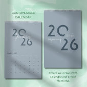 Blauer einfacher eleganter Kalender 2026