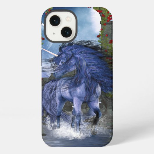 Blauer Einhorn 2 iPhone Hülle (Rückseite)
